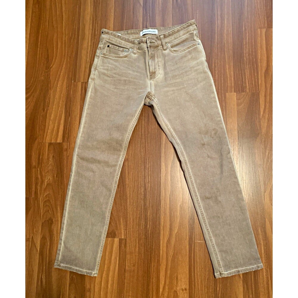 Calvin Klein Jeans Men’s Beige Slim Denim Jeans Light Wash 5-Pocket Size 32/30